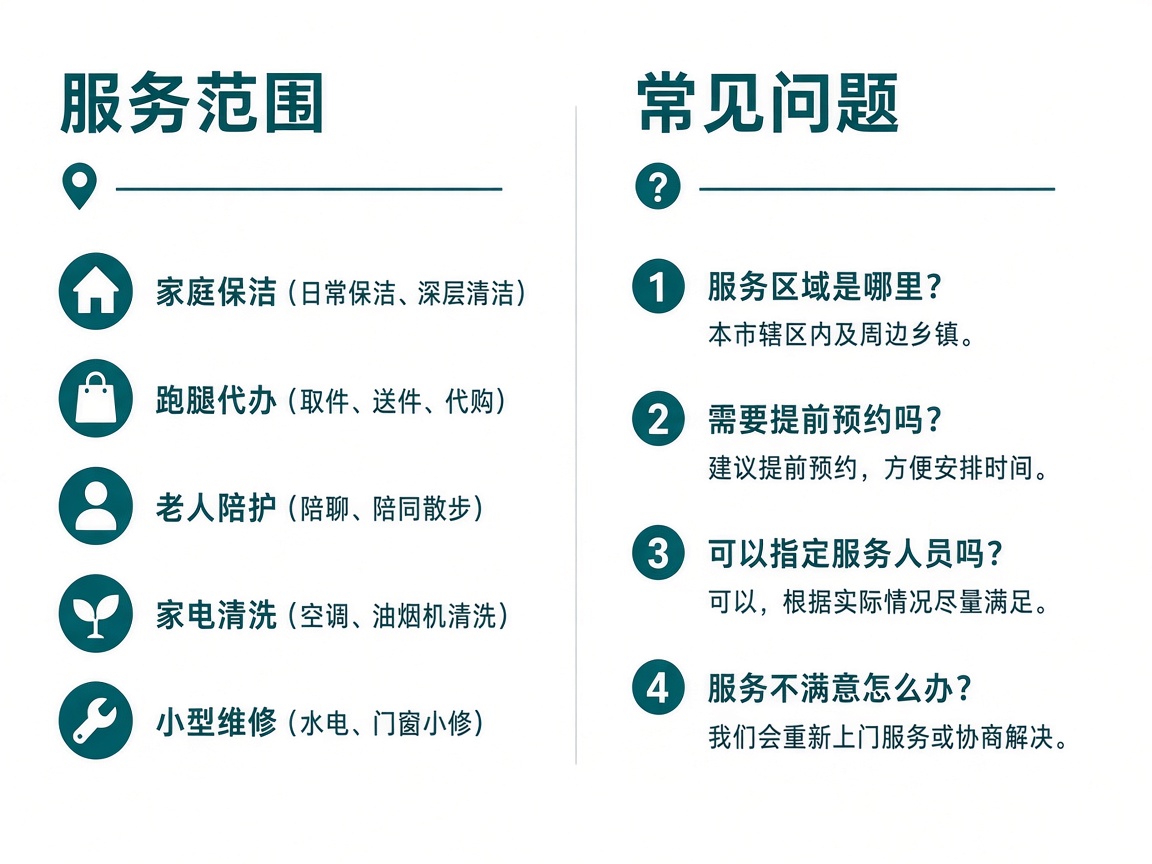 服务范围与常见问题示意